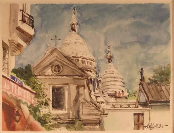 Sacre Coeur, Place Du Tertre, Paris 8inx10in Watercolor